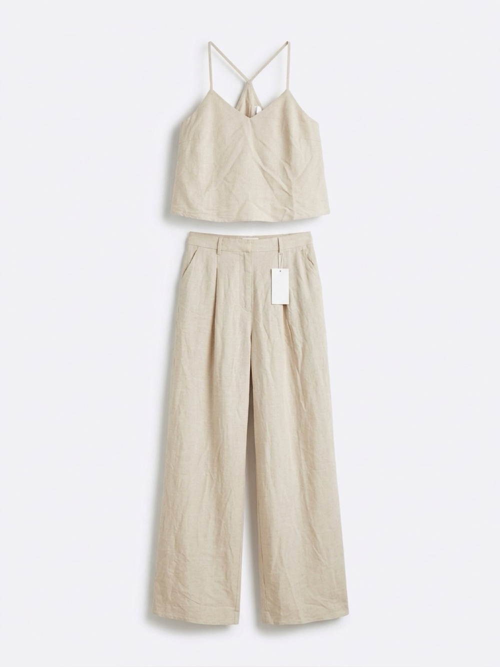 Light Beige Wide-Leg 2 piece outfit with Spaghetti Straps